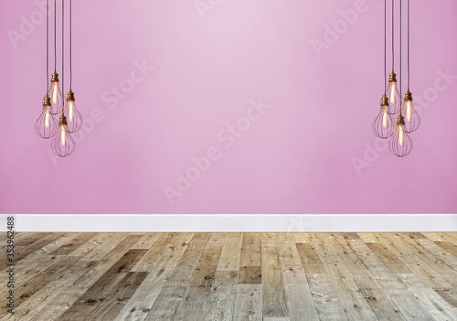 empty house interior design and lamp. 3D illustration