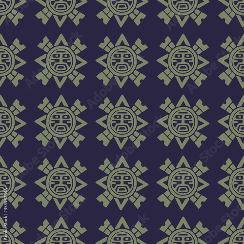 Seamless vintage Aztec textile pattern vector
