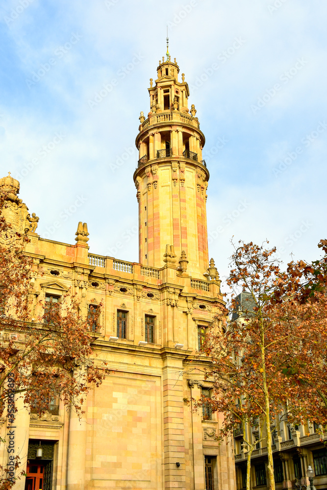 The Central Post Office Building (Correos y Telégrafos) in Barcelona, Spain designed in 1914 by architects and Goday Josep Casals and Jaume Torres Grau