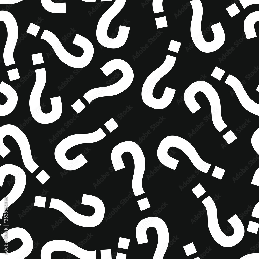 Seamless inverse black and white question mark symbol pattern vector Seamless inverse black and white question mark symbol pattern vector