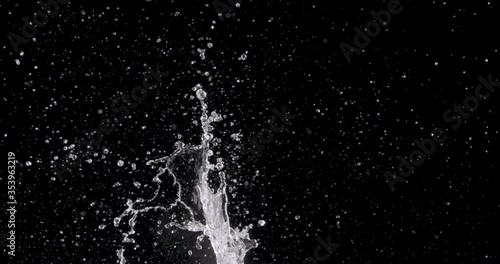 water rising up from the center of a black background.