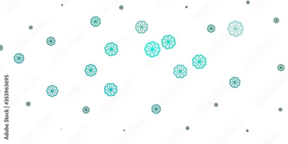 Light Green vector doodle texture with flowers.