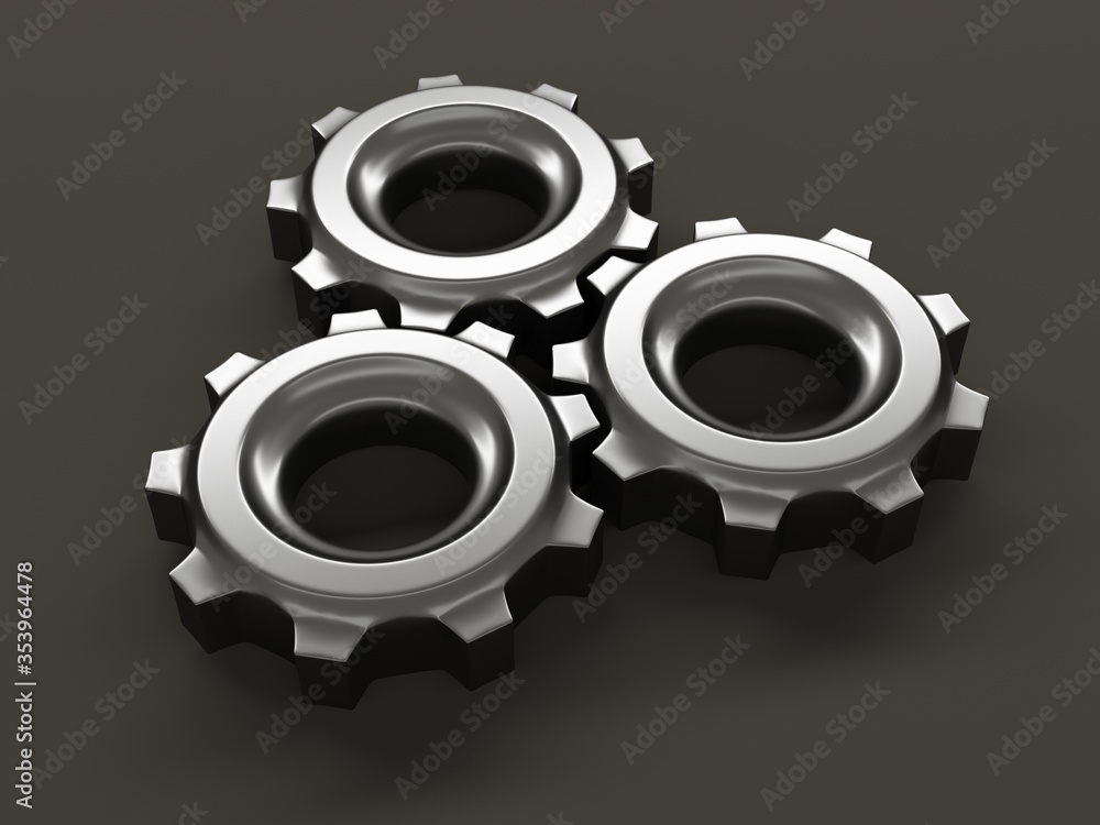 Gears on gray background. Cooperation and teamwork concept Gears on gray background. Cooperation and teamwork concept