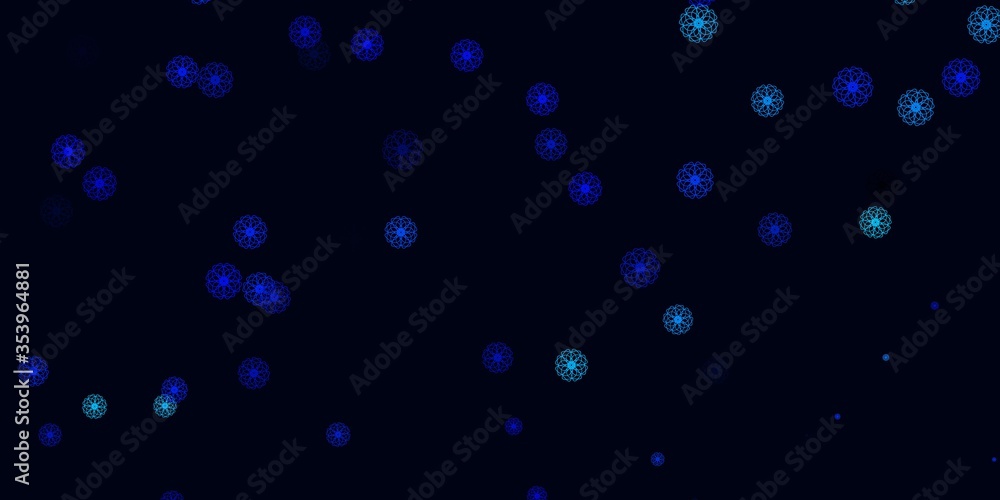Light BLUE vector doodle texture with flowers.