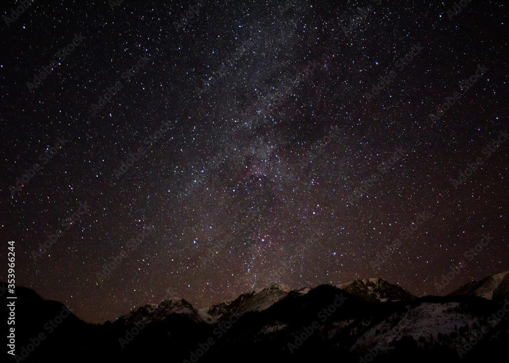 milky way in rocky mountains