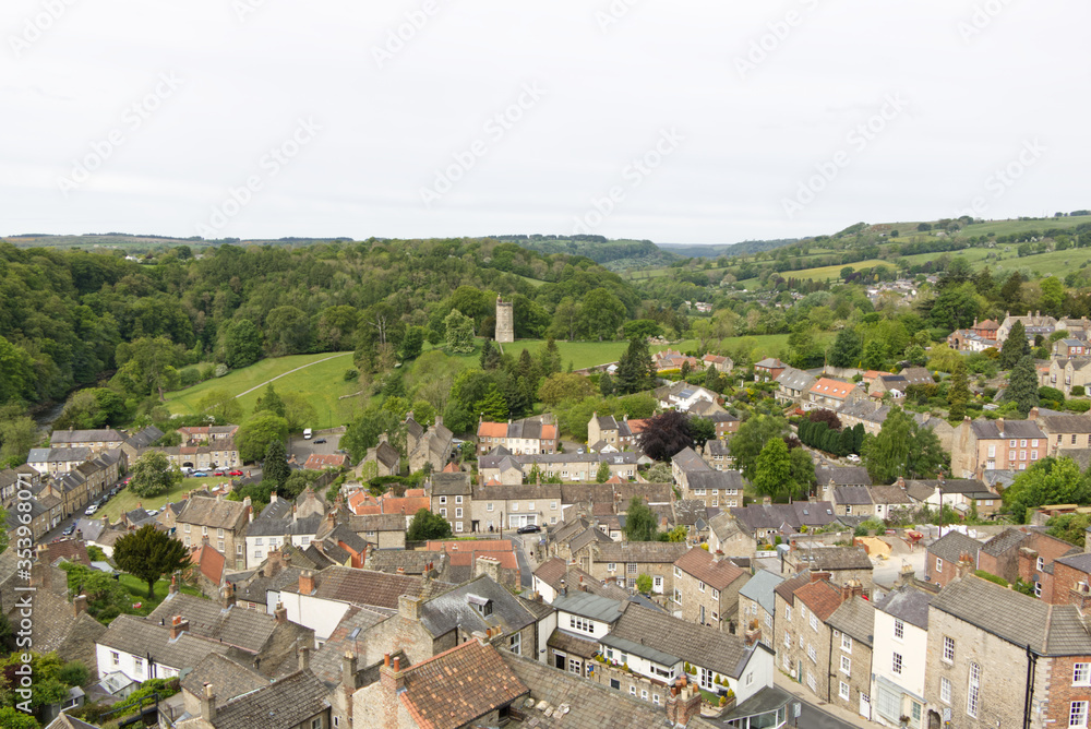 Arial view of the market town of   Richmond North Yorkshire, United Kingdom