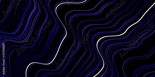 Dark BLUE vector pattern with curves. Abstract illustration with bandy gradient lines. Pattern for booklets, leaflets.