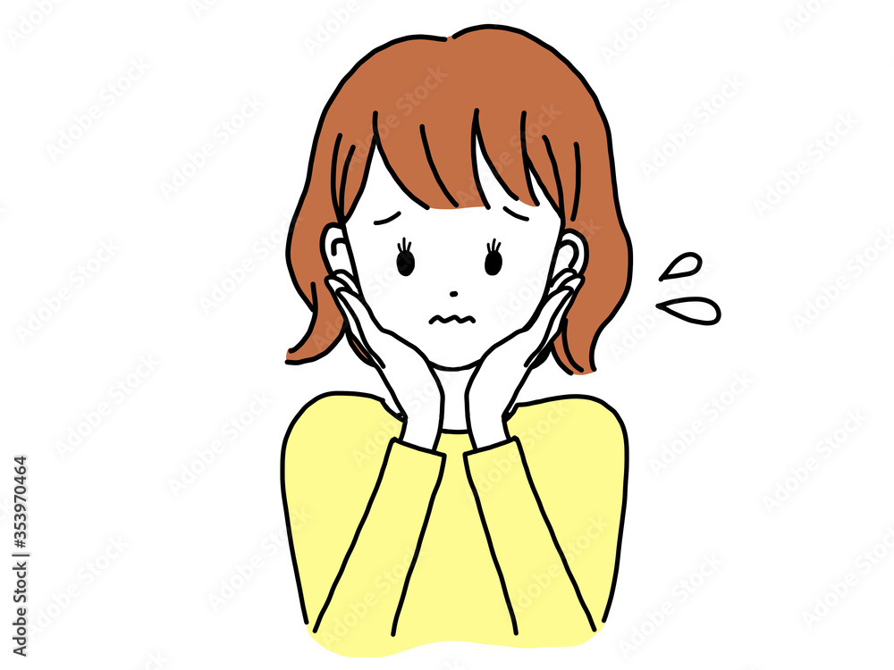 Obraz premium 女性 心配する ポーズ