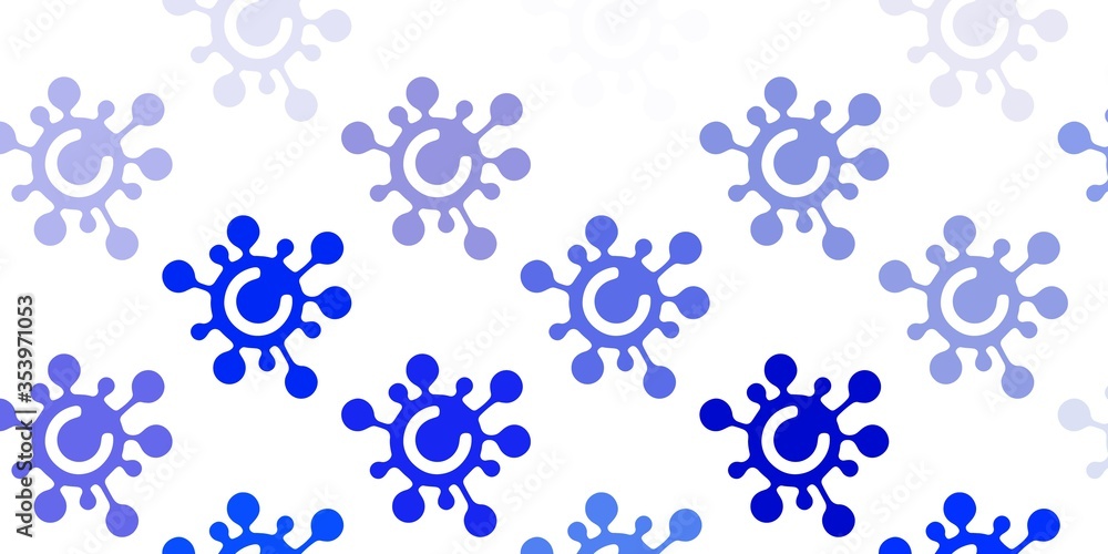Light BLUE vector pattern with coronavirus elements.