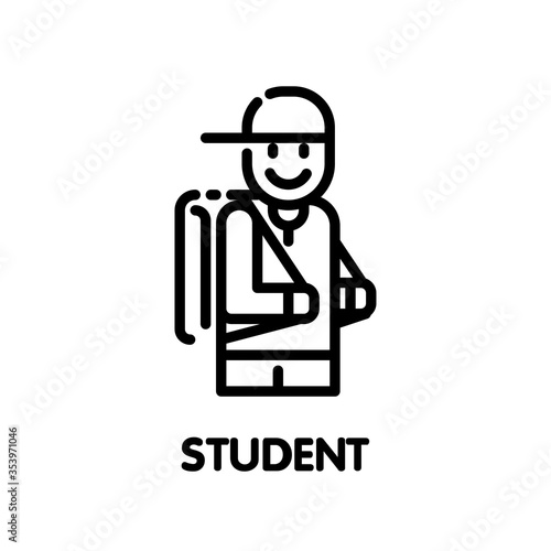 Student outline icon style design illustration on white background