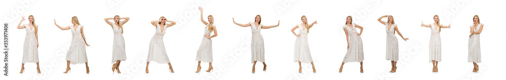 Fototapeta premium Woman in dress in fashion dress isolated on white