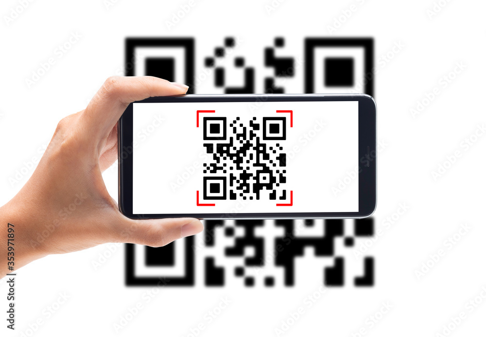 Hand using mobile smart phone scan Qr code. Barcode reader, Qr code  payment, Cashless technology, Digital money concept. Photos | Adobe Stock