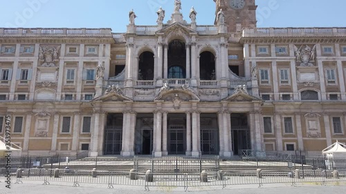 Main facade of the Basilica of Santa Maria Maggiore in Rome, Italy.