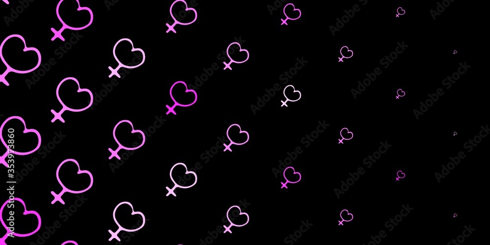 Dark Pink vector pattern with feminism elements.