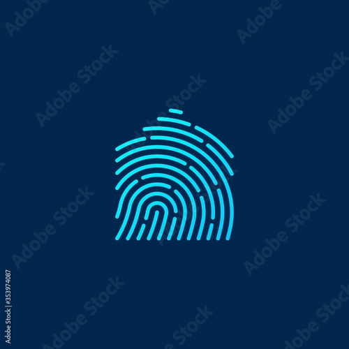 house home finger print fingerprint lock secure security logo vector icon illustration