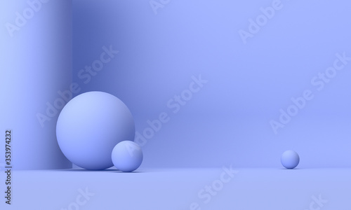 3D rendering of the blue geometric space background.