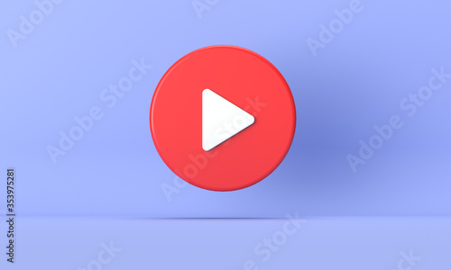 Free Download 3D rendering of the red cartoon play button. - GFXLoad