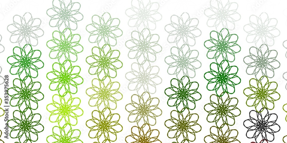 Light Green, Yellow vector doodle texture with flowers. Light Green, Yellow vector doodle texture with flowers.