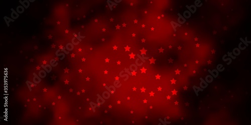 Dark Red vector background with small and big stars. Shining colorful illustration with small and big stars. Best design for your ad, poster, banner.