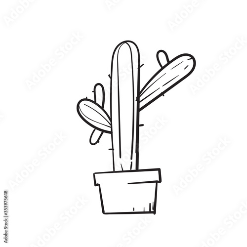 hand drawn doodle cactus illustration vector