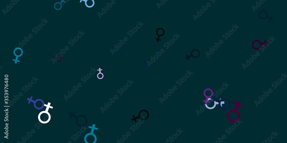 Light Blue, Red vector backdrop with woman's power symbols.