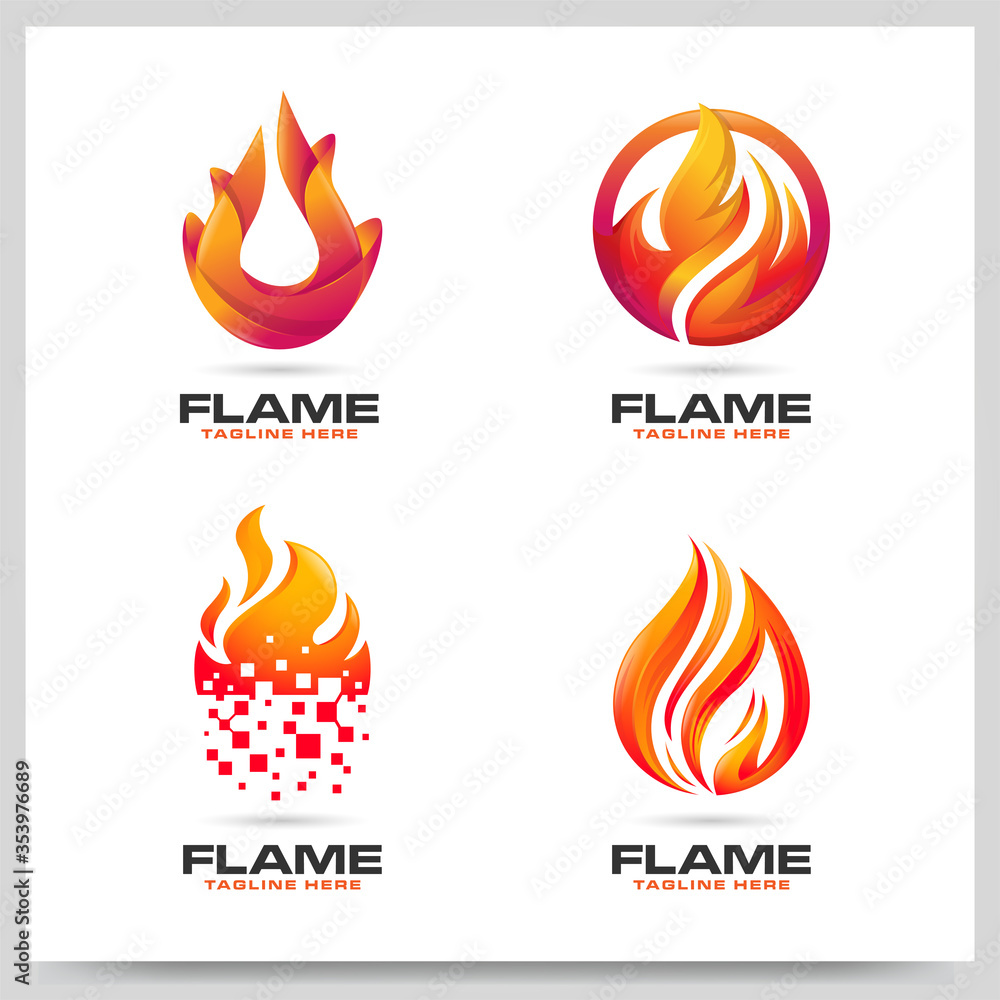 Collection of fire flame logo design. Graphic design element. Vector illustration Collection of fire flame logo design. Graphic design element. Vector illustration