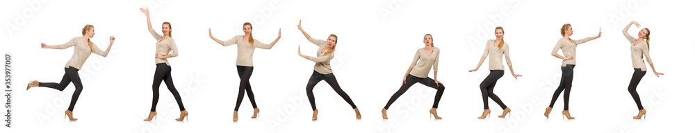 Obraz premium Young slim woman isolated on white