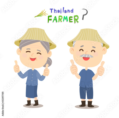 Cartoon Thai Farmer Vector    