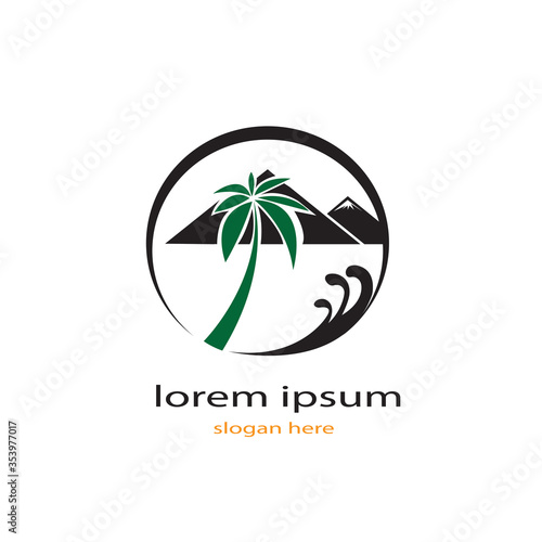 landscape illustration colorful logo design vector