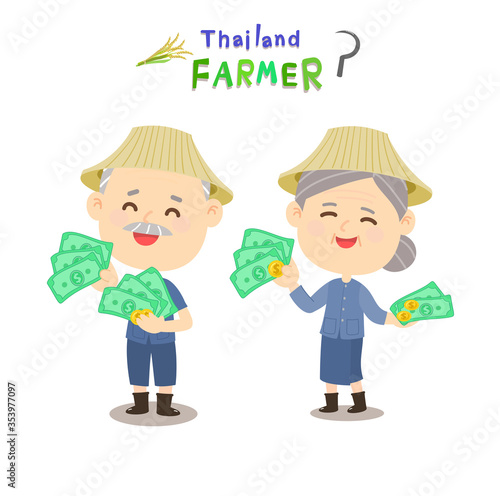Cartoon Thai Farmer Vector    