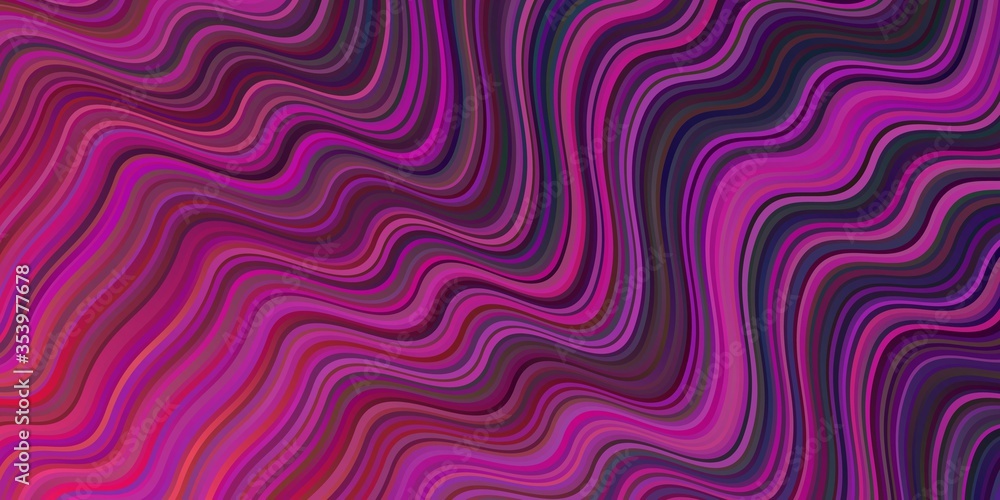 Fototapeta premium Dark Pink vector backdrop with curved lines.