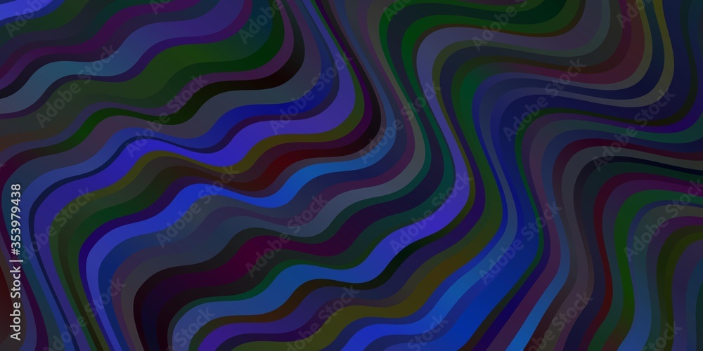 Dark BLUE vector background with curved lines. Dark BLUE vector background with curved lines.