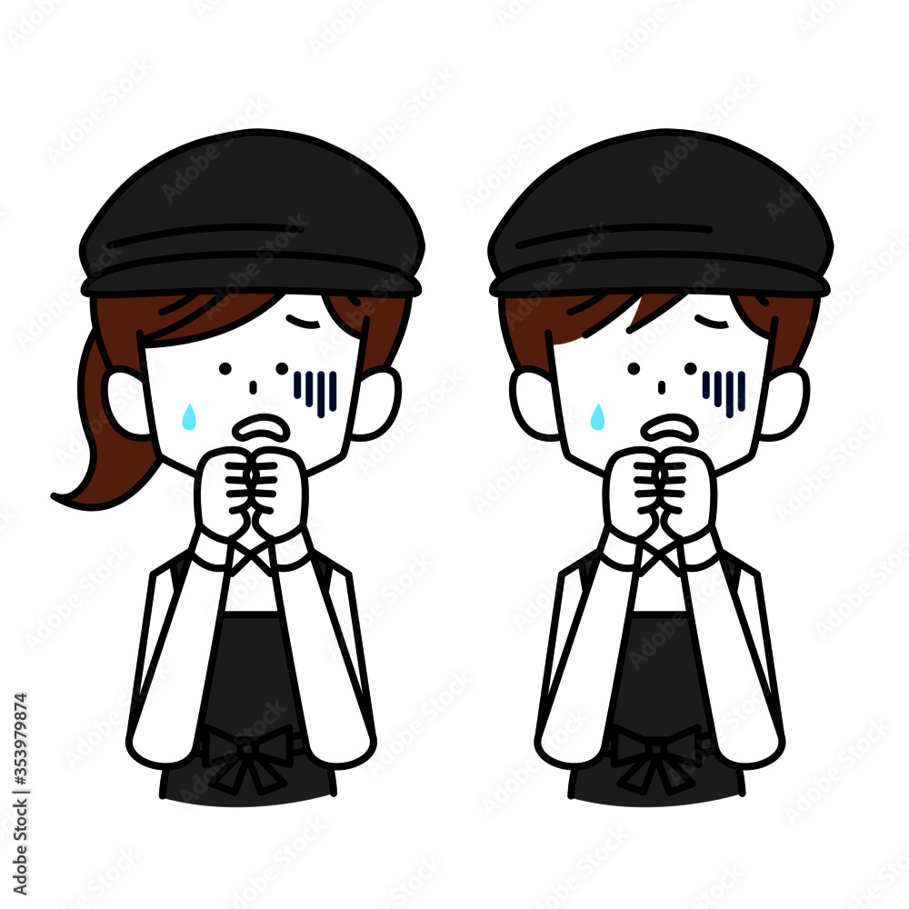 怯えて縮こまる男女の店員 Stock Vector Adobe Stock 怯えて縮こまる男女の店員 Stock Vector Adobe Stock