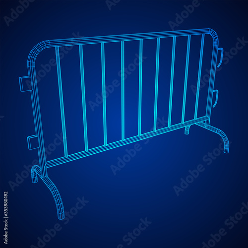 Police riot fence. Wireframe low poly mesh vector illustration.