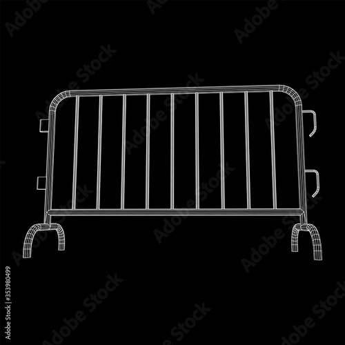 Police riot fence. Wireframe low poly mesh vector illustration.