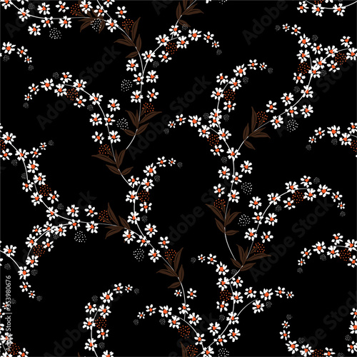 Delicate bouquets. Liberty style seamless ditsy pattern in small cute wild flowers vector EPS10 Floral background ,Design for fashion,fabric,web,wallpaper,cover,wrapping,textile, and all prints