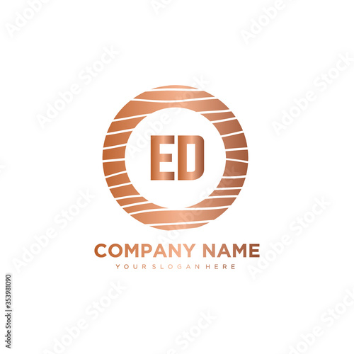 ED Initial Letter circle wood logo template vector