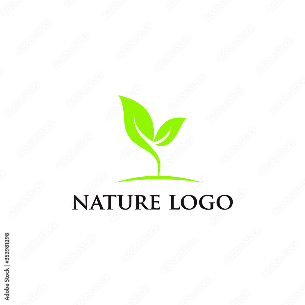 Abstract green leaf logo icon vector design. Vector illustration.  life Logo type concept icon.