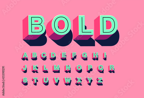 bold3d typography design vector