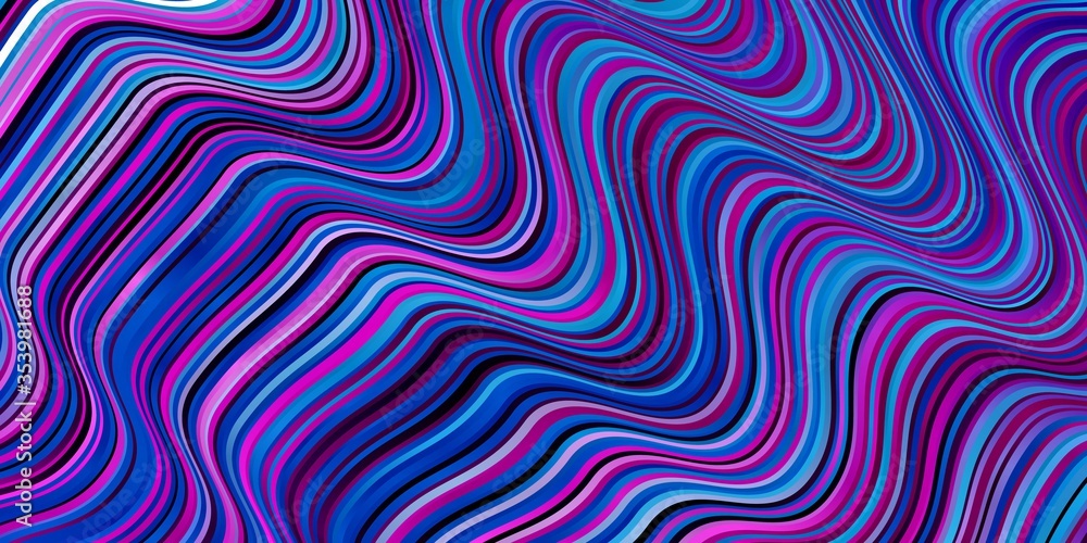 Light Pink, Blue vector background with bent lines. Colorful geometric sample with gradient curves. Smart design for your promotions. Light Pink, Blue vector background with bent lines. Colorful geometric sample with gradient curves. Smart design for your promotions.