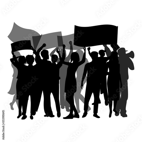 Crowd black silhouette isolated