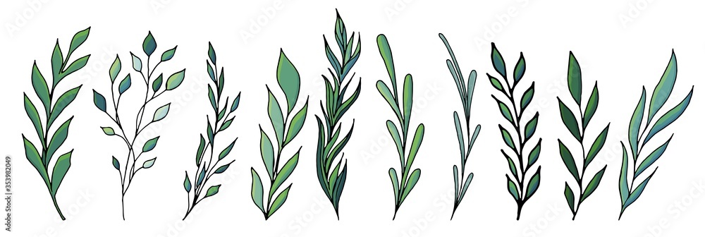 Naklejka premium vector set of elements in doodle style, drawing, cute butterfly