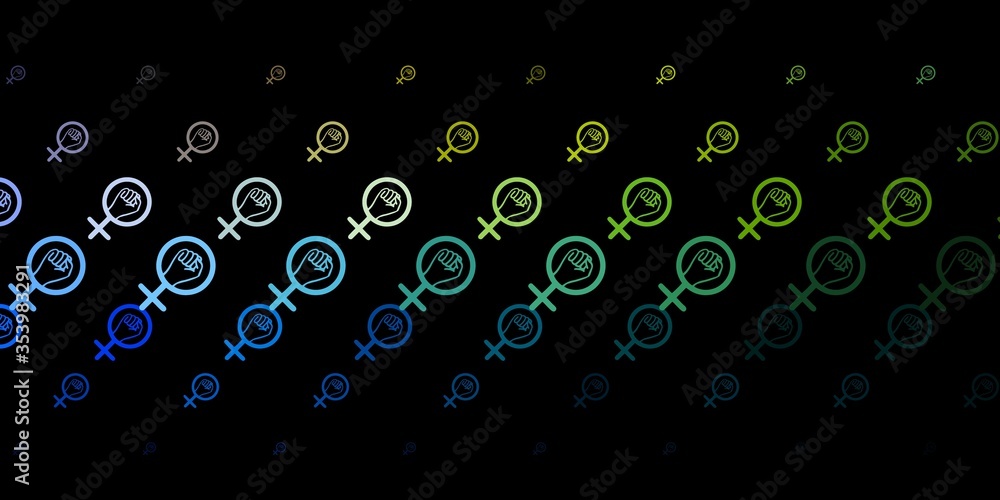 Dark Blue, Yellow vector backdrop with woman's power symbols. Dark Blue, Yellow vector backdrop with woman's power symbols.
