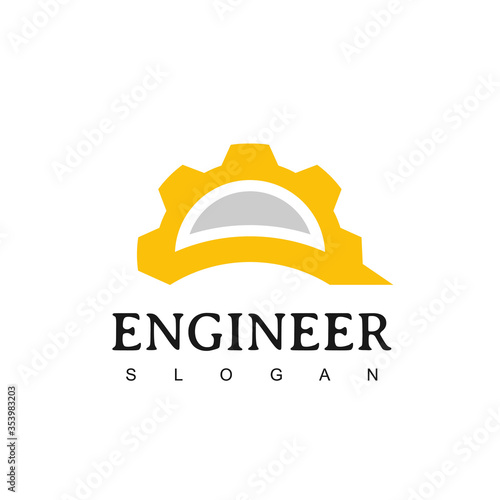 Engineer logo, Helmet And gear Symbol, Engineer Service Company