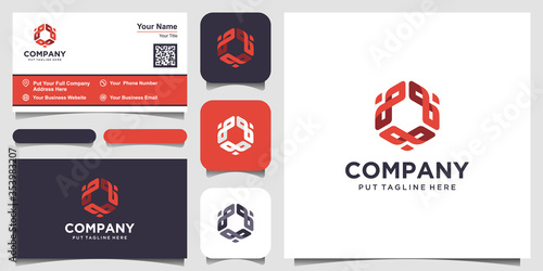 Modern creative hexagon design logo element with business card template. Best for identity and logotypes.