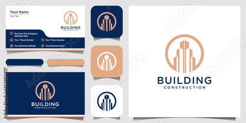 building logo design with line concept. city building abstract For Logo Design Inspiration. logo design and business card