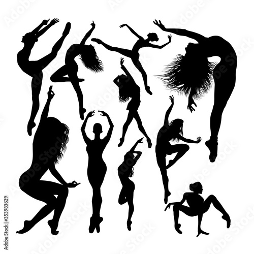 Attractive female ballet dancer silhouettes. Good use for symbol, logo, web icon, mascot, sign, or any design you want.