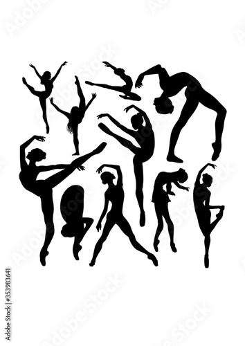 Beautiful female ballet dancer silhouettes. Good use for symbol, logo, web icon, mascot, sign, or any design you want.