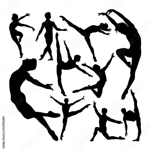 Male ballet dancer poses silhouettes. Good use for symbol, logo, web icon, mascot, sign, or any design you want.