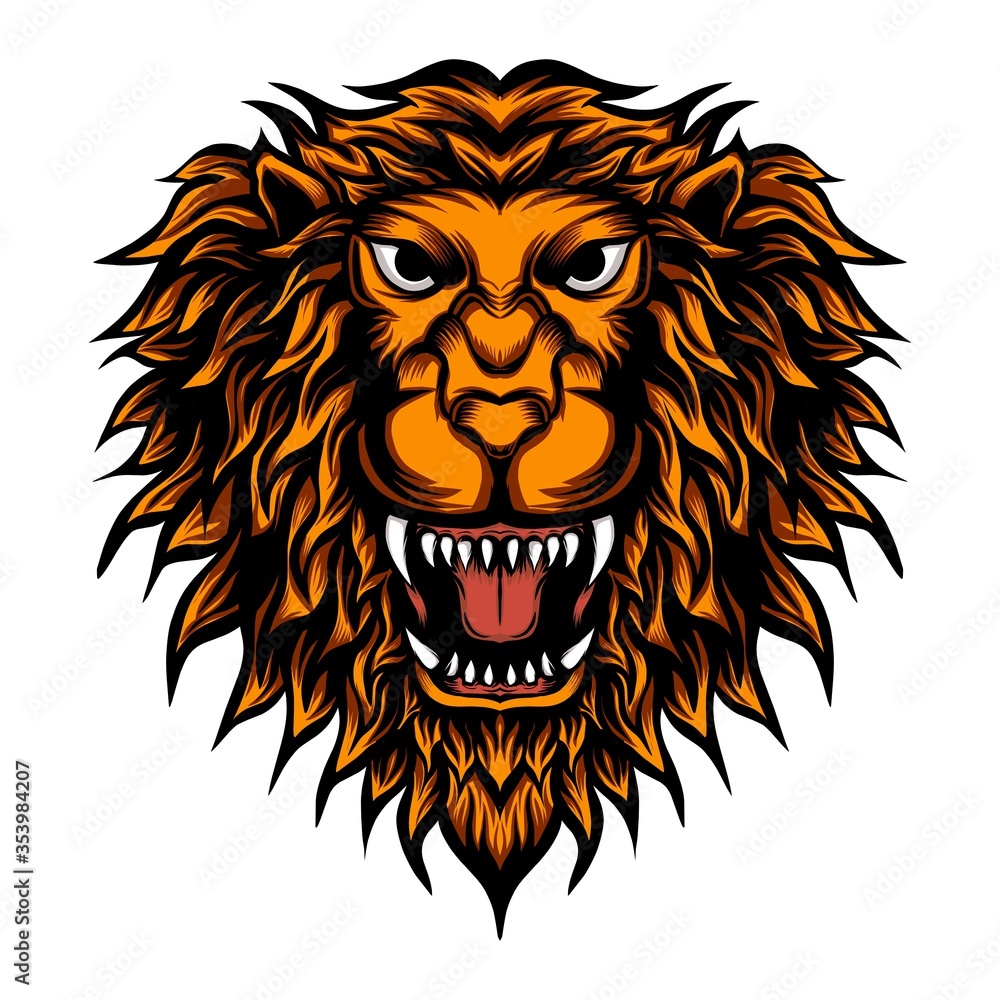 illustration of angry lion expression